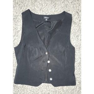 Madewell Womens Black Tailored V-Neck Button Front Sleeveless Vest Top Size 00